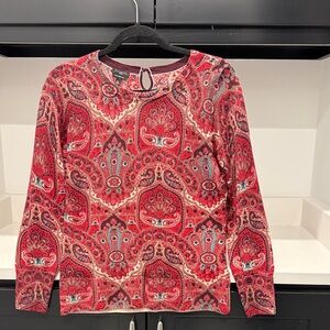 Talbots merino wool paisley print sweater with a back keyhole closure. Size S